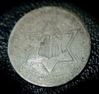 Rare 1855 Silver 3c 3 Cent Piece Trime Coin Pre Civil War Weak Date
