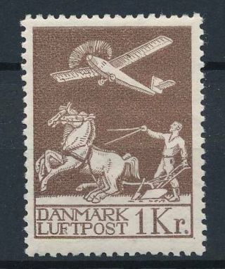 [37120] Denmark 1925/30 Good Rare Airmail Stamp Very Fine Mnh Value $280
