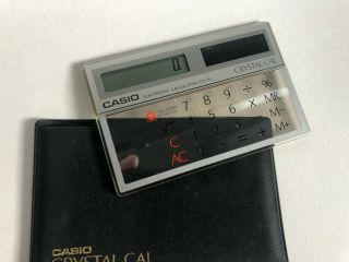 Vintage Rare Casio Th - 10 Crystal Cal Calculator 1985 Transparent Keys Solar Case
