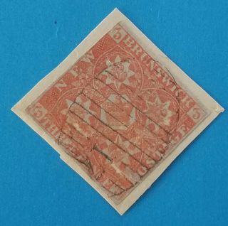 Brunswick Stamp Scott 1 Mvlh On Paper.  Rare Postmark.  Repaired.