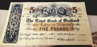 THE ROYAL BANK OF SCOTLAND 5 POUNDS 1956 RARE G11502/395 2