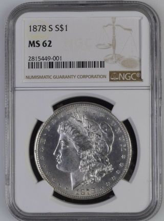 1878 S Us Morgan Silver Dollar $1 Ngc Ms 62 State Uncirculated Rare Coin