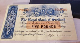 THE ROYAL BANK OF SCOTLAND 5 POUNDS 1957 RARE G14388/7571 4