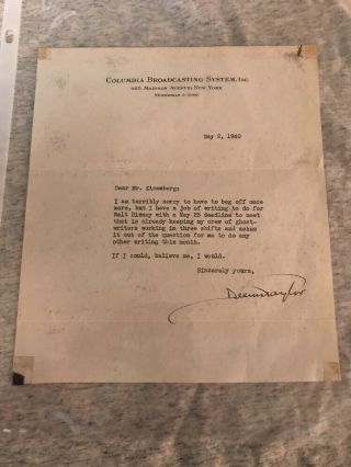 Deems Taylor Classical Composer Hand Signed Letter W/ Cbs Letterhead 1940 Rare