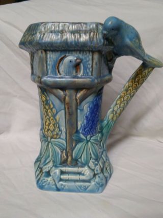 Vintage Wade Heath Pottery Blue Bird 9 In Jug Pitcher Rare Weller Roseville Hall