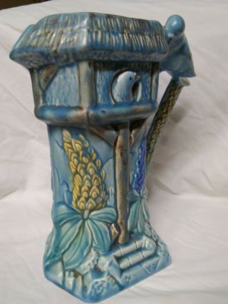 Vintage Wade Heath Pottery Blue Bird 9 In Jug Pitcher Rare Weller Roseville hall 5