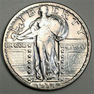 1917 - D Type 2 Standing Liberty Quarter Coin Rare Date