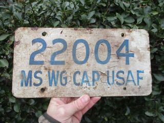Rare Vintage Mississippi Civil Air Patrol Ms Wg Cap Usaf License Plate Tag Sign