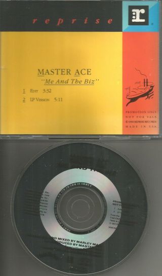 Master Ace Me And The Biz W/ Rare Edit Promo Radio Dj Cd Single 1990 Usa