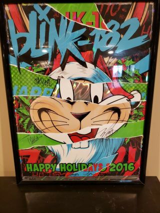 Blink 182 2016 Holiday Foil Concert Poster Autographed Christmas Rare Limited