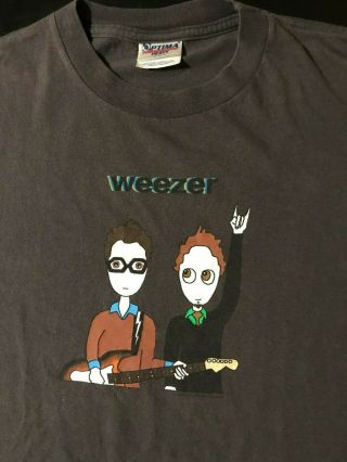 Rare Vintage Weezer T - Shirt Concert Tour Rivers Cuomo Blue Green Pinkerton Rock