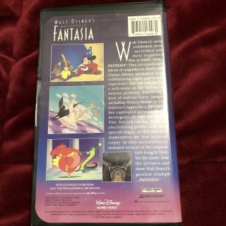 Rare 1132 Disney Masterpiece Fantasia on VHS with proof of purchase inside 2