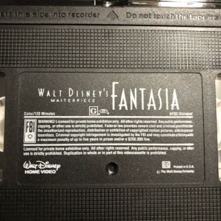 Rare 1132 Disney Masterpiece Fantasia on VHS with proof of purchase inside 4