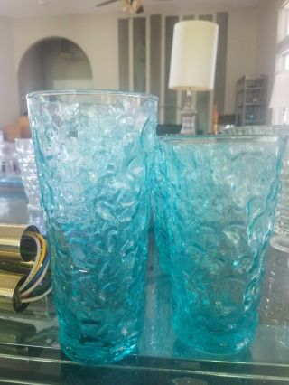 6 Lido Milano Blue Aqua Tumblers 3 Ice Tea Tumblers (rare),  3 Water.
