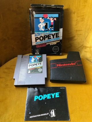 Popeye Complete Cib Nintendo 1985 Rare Hangtab Nes Black Box Rare