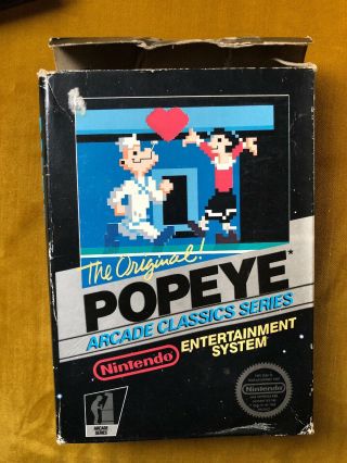 Popeye Complete CIB Nintendo 1985 RARE Hangtab NES Black Box RARE 5