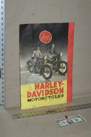 Rare 1935 Harley Davidson Motorcycles Dealership Poster Sign Indian Bike Gas Oil