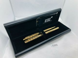 G203 Montblanc Fountain Pen Ballpoint Pen Set Gold Body Vintage Rare