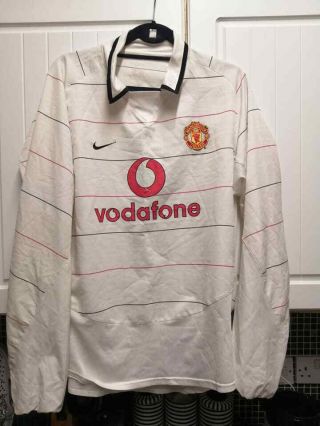 Manchester United Football Shirt Long Sleeved 2003 - 04 3rd Jersey Ultra Rare Xl