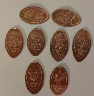 Set Of 8 2017 Disney World Elongated Pressed Pre - 1982 Pennies Rare