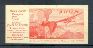 Dutch Indies - Indonesia Aviation - 1930 Ca.  Label (53x112 Mm) K.  N.  I.  L.  M.  - - Rare