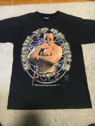Rare Vintage The Rock Rocky Maivia 1998 Wwf T - Shirt Size M Know Your Role Wwe