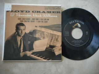 Floyd Cramer " I Remember Hank Williams " 7 " 45 Picture Sleeve Ep Rare 1962