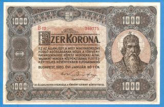 Hungary 1000 Korona 1920 Series 349775 Rare
