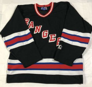 Rare Black Vintage Vtg York Rangers Starter Nhl Hockey Jersey Sz Xl