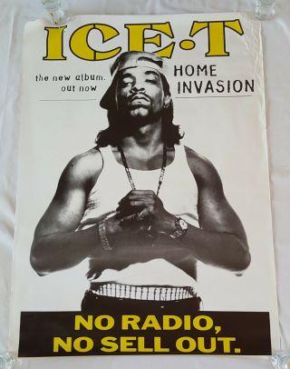 Rare.  Vintage Huge Ice T Poster Home Invasion 39x60 " Subway Giant Rap Hip Music