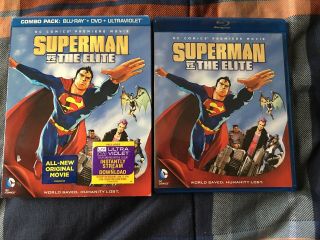 Superman Vs.  The Elite Blu - Ray/dvd W/ Rare Slipcover Dc Animated