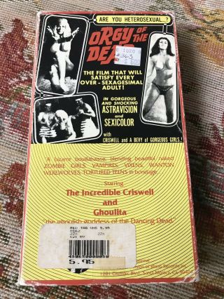 Orgy Of The Dead VHS rare horror zombies Ed Wood Rhino 2