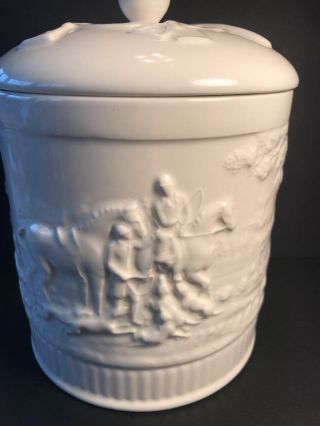 Wedgewood Of Etruria & Barlaston Biscuit Jar Vintage Piece Hunt Equestrian Rare
