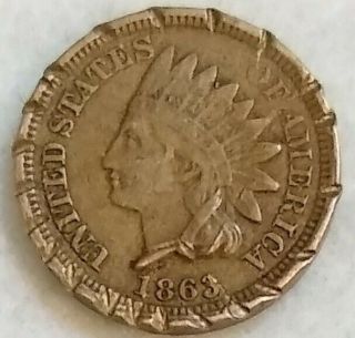 1863 Copper Nickel Indian Head Cent Rare Better Date See Pictures 06
