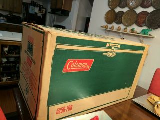 Coleman Colossal Snow - Lite 80 Qt Cooler Green Box Trays Bottle Box Rare
