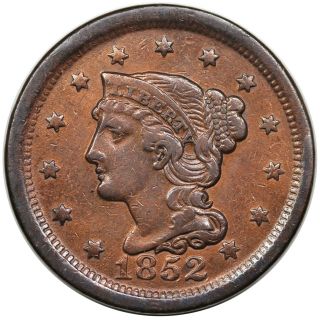 1852 Braided Hair Large Cent,  N - 20,  R3,  Rare Lds (c),  Obverse Cuds,  Vf Detail