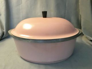 Rare Vintage Pink Club Cast Aluminum 12 1/2 " Dutch Oven Oval Roaster Lid Pot Pan