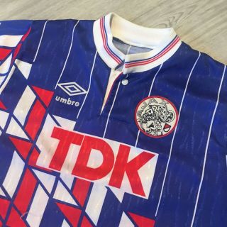 Vintage Amsterdam Ajax Away 1989 - 90 Tdk Umbro Rare Football Shirt 30 - 32”