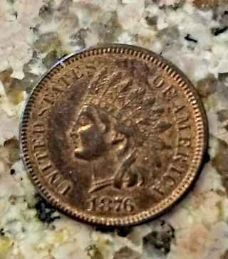 Rare 1876 U.  S Indian Head Penny Clear Sharp Details Rb Red Color N/r