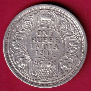 BRITISH INDIA - 1911 - KG V - ONE RUPEE - RARE SILVER COIN L1 2