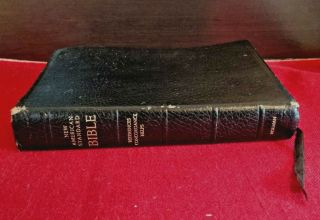 Scare 1973 Nasb Side Column Reference Bible By Holman Black Leather Rare