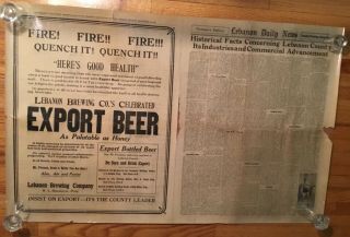Big 1912 Lebanon Brewing Co Export Beer Advertising Lebanon Pa Rare Pre - Pro