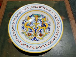 Vintage Ceramica Nova Deruta Raffaellesco Dragons 14.  75 " Pasta Serving Bowl Rare