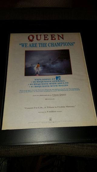 Queen We Are The Champions Rare Radio Promo Poster Ad