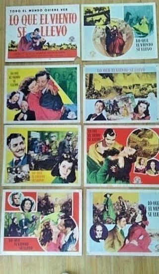 Rare Gone With The Wind 1947 Set Of 8 Spanish Mexican Lobby Cards Theater
