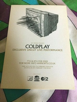 Coldplay - Rare Promo Postcard Uncut Live 2003