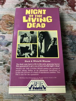 Night Of The Living Dead VHS horror rare zombies George Romero Media 2