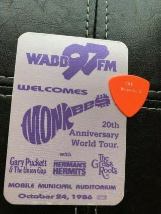 (( (the Monkees)) ) Guitar Pick And Backstage Pass ( ((rare)) )