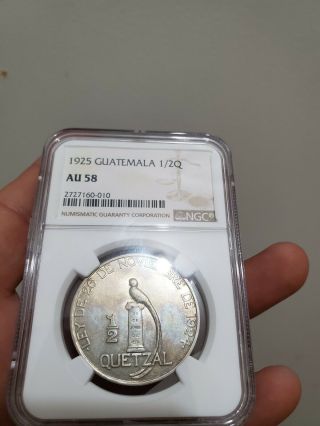 Guatemala : 1925 1/2 Quetzal Au58 Very Rare In This