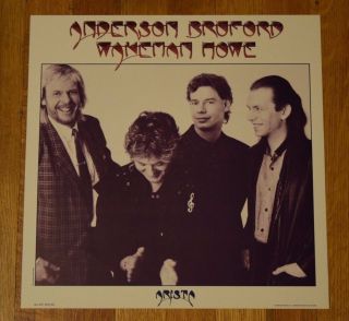 Anderson Bruford Wakeman Howe Yes 1989 Record Promo Album Flat Art Poster Rare